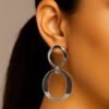 Kissmis Anti-Tarnish Double Oval Link Earrings – Silver