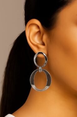 Kissmis Anti-Tarnish Double Oval Link Earrings – Silver