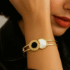 Kissmis Anti-Tarnish Dual Charm Black & White Bracelet – Gold Finish