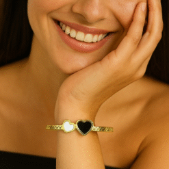 Kissmis Anti-Tarnish Dual Heart Charm Bracelet – Gold Finish