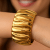 Kissmis Anti-Tarnish Gold-Plated Textured Statement Bracelet