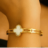 Kissmis Anti-Tarnish White Clover Charm Bracelet – Gold Finish