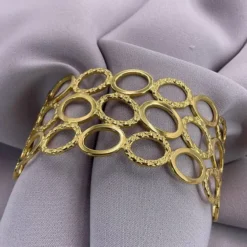 Kissmis Anti-Tarnish Open Circle Cuff Bracelet – Gold Finish