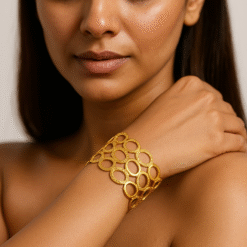 Kissmis Anti-Tarnish Open Circle Cuff Bracelet – Gold Finish