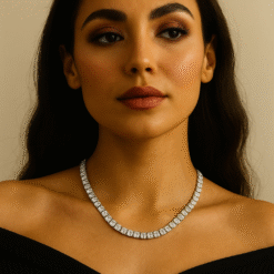 Kissmis Anti-Tarnish Silver Finish Diamond Tennis Chain