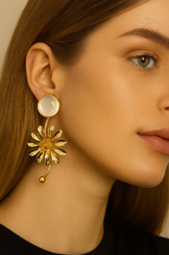 Kissmis Anti-Tarnish Daisy Bloom Statement Earrings
