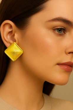 Kissmis Anti-Tarnish Gold Textured Diamond-Shape Stud Earrings – Gold
