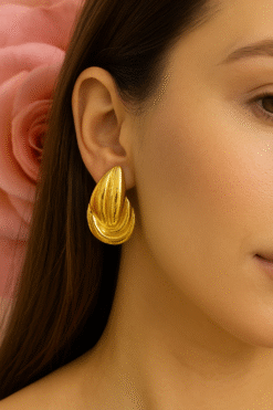 Kissmis Anti-Tarnish Fluid Flame Statement Earrings – Gold