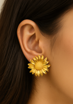 Kissmis Anti-Tarnish Golden Sunflower Stud Earrings