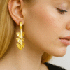 Kissmis Anti-Tarnish Triple Fan Drop Earrings – Gold