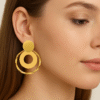 Kissmis Anti-Tarnish Twisted Halo Statement Earrings – Gold