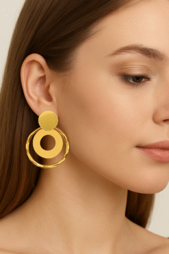Kissmis Anti-Tarnish Twisted Halo Statement Earrings – Gold