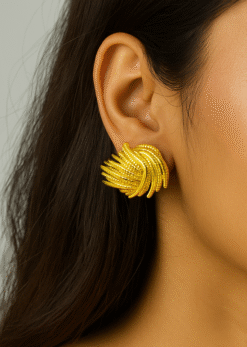 Kissmis Anti-Tarnish Textured Spiral Stud Earrings – Gold