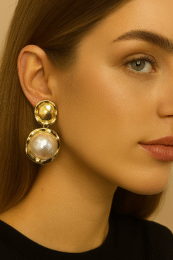 Kissmis Anti-Tarnish Pearl Glow Statement Earrings