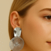 Kissmis Anti-Tarnish Spiral Swirl Statement Silver Earrings