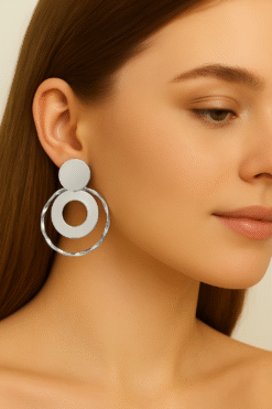 Kissmis Anti-Tarnish Twisted Halo Statement Earrings – Silver
