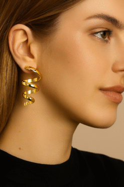 Kissmis Anti-Tarnish Spiral Twist Statement Earring
