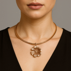 Kissmis Elegant Gold-Tone Floral Medallion Pendant Necklace