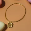 Kissmis Elegant Gold-Tone Floral Medallion Pendant Necklace