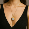 Kissmis Anti-Tarnish Gold-Tone Minimalist Round Pendant Lariat Necklace