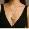 Kissmis Anti-Tarnish Gold-Tone Sparkle Medallion Pendant Necklace