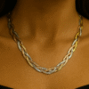 Kissmis Anti-Tarnish Festive Glow Braided Tricolor Necklace – Silver End Finish