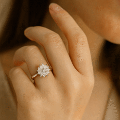 Kissmis Anti-Tarnish Floral Cluster Diamond Ring