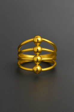 Kissmis Anti-Tarnish Quad Bead Gold-Tone Statement Ring