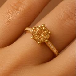 Kissmis Anti-Tarnish Radiant Round Gold-Tone Statement Ring
