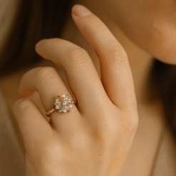 Kissmis Anti-Tarnish Gold Finish Floral Gemstone Ring