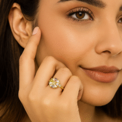 Kissmis Prism Bloom Multicolor Gemstone Gold-Tone Ring