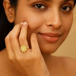 Kissmis Radiant Bloom Diamond-Finish Gold-Tone Ring