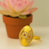 Kissmis Anti-Tarnish Ornate Floral Statement Ring – Gold Finish & Diamond Ruby Accents
