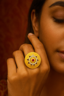 Kissmis Anti-Tarnish Antique-Inspired Gold Tone Sunburst Ring