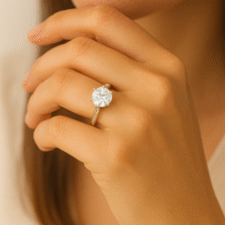 Kissmis Anti-Tarnish Gold Diamond Solitaire Engagement Ring