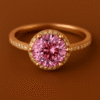 Kissmis Rose Gold Pink Solitaire Halo Ring
