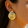 Kissmis Anti-Tarnish Aurora Spiral Statement Earrings – Gold Tone Finish