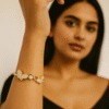 Kissmis Sparkling Butterfly & Heart Accent Anti-Tarnish Gold Tone Bracelet