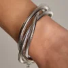 Kissmis Luxe Silver Snake Chain Multi-Layer Bracelet