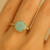 Kissmis Matte Aqua Green Six-Prong Gold Ring