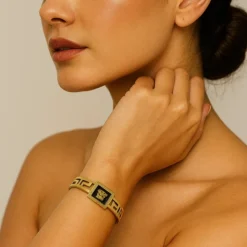 Kissmis Anti-Tarnish 18K Gold Plated Greek Luxe Medusa Bracelet